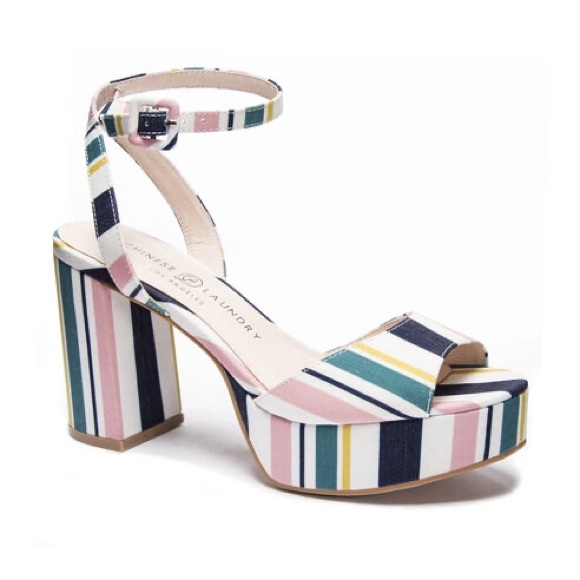Multi color striped platform heel - Picture 2 of 2
